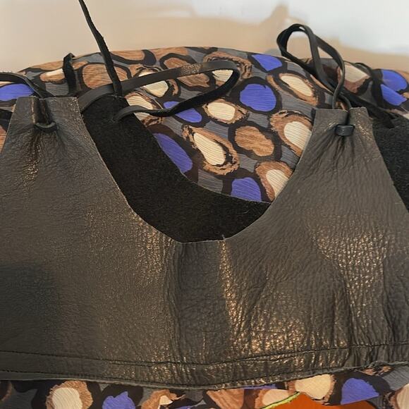 Katharine Story Handcrafted Multicolored Midi Asymmetrical Sundress Leather Trim - Picture 10 of 13